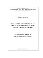 Hoàn thiện công tác quản lý thu bảo hiểm xã hội bắt buộc trên địa bàn tỉnh Phú Thọ (LV thạc sĩ)