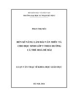 Rèn kĩ năng làm bài văn miêu tả cho học sinh lớp 5 theo hướng cá thể hóa đề bài 