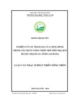 Nghiên cứu sự tham gia của cộng đồng trong xây dựng nông thôn mới trên địa bàn huyện thạch an   tỉnh cao bằng 