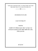 Nghiên cứu tính đa dạng thực vật bậc cao có mạch tại khu dự trữ thiên nhiên hữu liên, tỉnh lạng sơn 