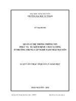 Quản lý hệ thống thông tin phục vụ tự kiểm định chất lượng ở trường trung cấp nghề nam thái nguyên 