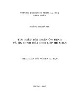 Tìm hiểu bài toán ổn định và ổn định hóa cho lớp hệ MJLS 