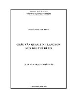 Châu văn quan, tỉnh lạng sơn nửa đầu thế kỉ XIX 
