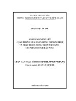 Nâng cao năng lực cạnh tranh của Ngân hàng Nông nghiệp và Phát triển Nông thôn Việt Nam chi nhánh tỉnh Bắc Ninh (LV thạc sĩ)