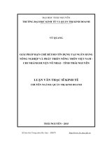 Giải pháp hạn chế rủi ro tín dụng tại ngân hàng nông nghiệp và phát triển nông thôn việt nam chi nhánh huyện võ nhai   tỉnh thái nguyên 