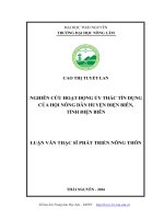 Nghiên cứu hoạt động ủy thác tín dụng của hội nông dân huyện điện biên, tỉnh điện biên 