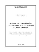 Quản trị lực lượng bán hàng của công ty cổ phần xây dựng nhà và đô thị viễn đông 
