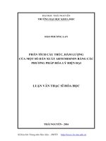 Phân tích cấu trúc, hàm lượng của một số dẫn xuất artemisinin bằng các phương pháp hóa lý hiện đại 