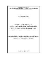 Tăng cường công tác quản lý ngân sách nhà nước trên địa bàn huyện tam nông, tỉnh phú thọ 
