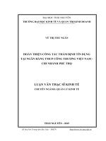 Hoàn thiện công tác thẩm định tín dụng tại ngân hàng TMCP công thương việt nam   chi nhánh phú thọ 