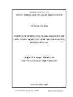Nghiên cứu sự hài lòng của du khách đối với chất lượng dịch vụ du lịch tại vịnh hạ long, tỉnh quảng ninh 