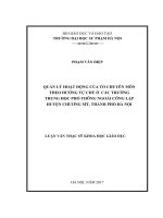 Quản lý hoạt động của tổ chuyên môn theo hướng tự chủ ở các trường trung học phổ thông ngoài công lập huyện chương mỹ, thành phố hà nội 
