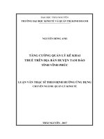 Tăng cường quản lý kê khai thuế trên địa bàn huyện tam đảo tỉnh vĩnh phúc 