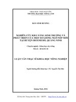 nghiên cứu khả năng sinh trưởng, phát triển của một số giống ngô nếp mới tại huyện hoành bồ, tỉnh quảng ninh 
