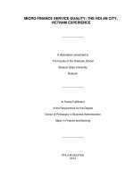 Micro finance service quality the hoi an city, vietnam experience= chất lượng dịch vụ tài chính vi mô  kinh nghiệm tại thành phố hội an, việt nam 