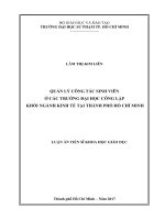 Quản lý công tác sinh viên ở các trường đại học công lập khối ngành kinh tế tại thành phố hồ chí minh 
