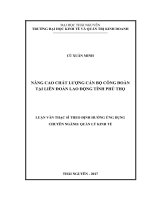 Nâng cao chất lượng cán bộ công đoàn tại Liên đoàn lao động tỉnh Phú Thọ