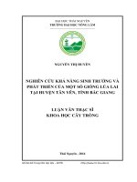 Nghiên cứu khả năng sinh trưởng và phát triển của một số giống lúa lai tại huyện Tân Yên, tỉnh Bắc Giang (LV thạc sĩ)