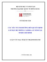 CÁC YẾU TỐ ẢNH HƢỞNG ĐẾN QUYẾT ĐỊNH LẮP ĐẶT HỆ THỐNG CAMERA AN NINH TẠI TP.HỒ CHÍ MINH