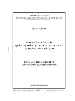 Tăng cường công tác quản trị nhân lực tại Chi cục Quản lý thị trường tỉnh Hà Giang (LV thạc sĩ)
