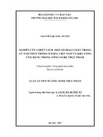 Nghiên cứu chiết tách một số hoạt chất trong củ tam thất trồng ở sapa, việt nam và khả năng ứng dụng trong công nghệ thực phẩm