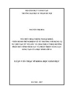 Tổ chức hoạt động ngoại khoá “tiến hành thí nghiệm về từ trường với dụng cụ tự chế tạo từ vỏ lon và chai nhựa” theo hướng phát huy tính tích cực và phát triển năng lực sáng tạo của học sinh lớp 11 