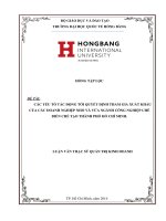 CÁC YẾU TỐ TÁC ĐỘNG TỚI QUYẾT ĐỊNH THAM GIA XUẤT KHẨU CỦA CÁC DOANH NGHIỆP NHỎ VÀ VỪA NGÀNH CÔNG NGHIỆP CHẾ BIẾN CHẾ TẠO THÀNH PHỐ HỒ CHÍ MINH
