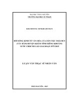 Đời sống kinh tế, văn hóa của dân tộc Thái Đen (Tày Đăm) huyện Khăm, tỉnh Xiêng Khoảng, nước CHDCND Lào, giai đoạn 1975  2015 (LV thạc sĩ)