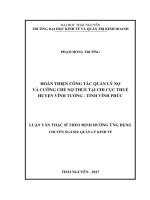 Hoàn thiện công tác quản lý nợ và cưỡng chế nợ thuế tại chi cục thuế huyện vĩnh tường tỉnh vĩnh phúc 