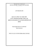 Quản lý công tác sinh viên ở các trường đại học công lập khối ngành kinh tế tại thành phố hồ chí minh (tt) 
