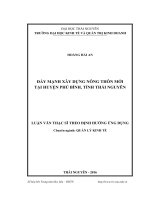 Đẩy mạnh xây dựng nông thôn mới tại huyện Phú Bình, tỉnh Thái Nguyên (LV thạc sĩ)