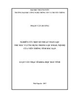 Nghiên cứu một số thuật toán lọc thư rác và ứng dụng trong lọc email nội bộ của viễn thông tỉnh bắc kạn 