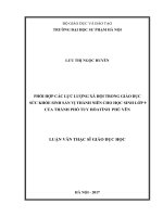 Phối hợp các lực lượng xã hội trong giáo dục sức khỏe sinh sản vị thành niên cho học sinh lớp 9 thành phố tuy hòa, tỉnh phú yên 