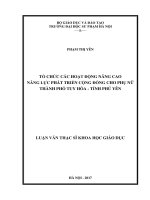 Tổ chức các hoạt động nâng cao năng lực phát triển cộng đồng cho phụ nữ thành phố tuy hòa, tỉnh phú yên 