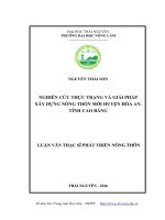 Nghiên cứu thực trạng và giải pháp xây dựng nông thôn mới huyện Hòa An, tỉnh Cao Bằng (LV thạc sĩ)
