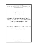 Giải pháp nâng cao chất lượng cho vay tại ngân hàng TMCP đầu tư và phát triển việt nam   chi nhánh phú thọ 
