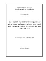 Giáo dục kỹ năng sống thông qua hoạt động ngoại khoá cho trẻ mẫu giáo lớn (5  6 tuổi) ở các trường mầm non thành phố tuy hòa, tỉnh phú yên 