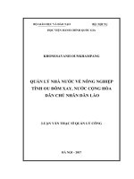 Quản lý nhà nước về nông nghiệp tỉnh Ou Đôm Xay, nước Cộng hòa dân chủ nhân dân Lào (LV thạc sĩ)