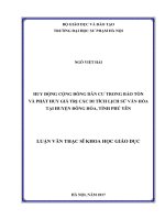 Huy động cộng đồng dân cư trong bảo tồn và phát huy giá trị các di tích lịch sử văn hoá tại huyện đông hòa, tỉnh phú yên 
