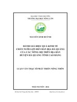 Đánh giá hiệu quả kinh tế chăn nuôi lợn đen bản địa Hà Quảng của các nông hộ trên địa bàn huyện Hà Quảng tỉnh Cao Bằng (LV thạc sĩ)
