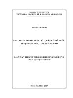 Phát triển nguồn nhân lực quản lý nhà nước huyện bình liêu, tỉnh quảng ninh 