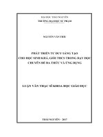 Phát triển tư duy sáng tạo cho học sinh khá, giỏi trung học cơ sở trọng dạy học chuyên đề đa thức và ứng dụng 