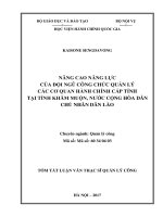Nâng cao năng lực của đội ngũ công chức quản lý các cơ quan hành chính cấp tỉnh tại tỉnh khăm muộn, nước cộng hòa dân chủ nhân dân lào (tt) 
