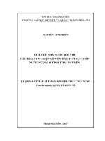 Quản lý nhà nước đối với các doanh nghiệp có vốn đầu tư trực tiếp nước ngoài ở tỉnh thái nguyên 