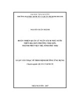 Hoàn thiện quản lý ngân sách nhà nước trên địa bàn phường Thọ Sơn, thành phố Việt Trì, tỉnh Phú Thọ (LV thạc sĩ)