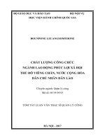 Chất lượng công chức ngành lao động phúc lợi xã hội thủ đô viêng chăn, nước cộng hòa dân chủ nhân dân lào (tóm tắt) 