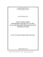 Quản lý phát triển môi trường giáo dục đa văn hóa ở các trường THPT thị xã Quảng Yên, tỉnh Quảng Ninh (LV thạc sĩ)