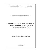 Quản lý nhà nước về nông nghiệp tỉnh ou đôm xay, nước cộng hòa dân chủ nhân dân lào
