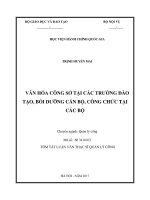 Văn hóa công sở tại các trường đào tạo, bồi dưỡng cán bộ, công chức thuộc các bộ tt