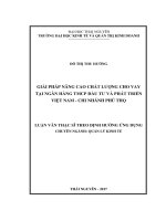 Giải pháp nâng cao chất lượng cho vay tại Ngân hàng TMCP Đầu tư và Phát triển Việt Nam  Chi nhánh Phú Thọ (LV thạc sĩ)